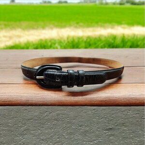 Talbots Leather Croc Embossed Rust Black Fashion Belt Size S